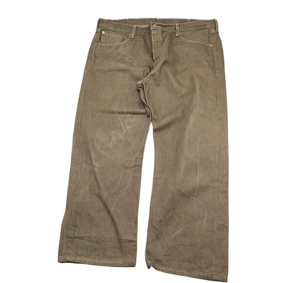 Levis 501 Jeans Men 42Wx29 Tan‎ Brown Button Fly Straight Fit High Rise Cotton - Picture 1 of 14